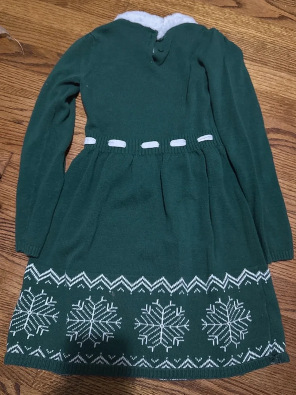Gymboree Green Knit Dress with White Snowflake Accents
